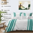 thumbnail image 3 of Colorful Stripes Bedding Duvet Cover Set Queen Size 4 Pieces Teal Green Wood Texture White Bedding Set with Zipper Closure, 1 Comforter Cover 90x92 Inches 1 Flat Sheet & 2 Pillow Cases, 3 of 7