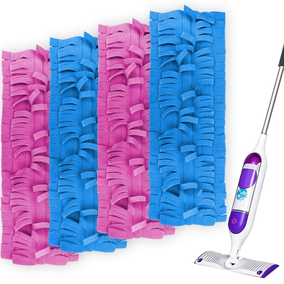 4 Pack Reusable Power Mop Refill Pads, Machine Washable Microfiber Mop Heads Compatible with SwifferPower Mop, Dry & Wet Dual Use, 2 Pink 2 Blue