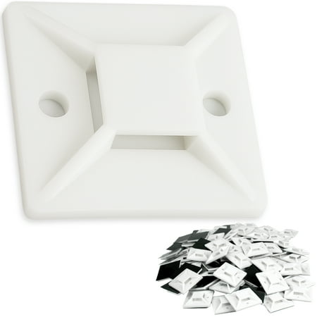 Nova Pro Supply 1.6 Polymer White Zip Tie Adhesive-Backed Mounts 100 Pack