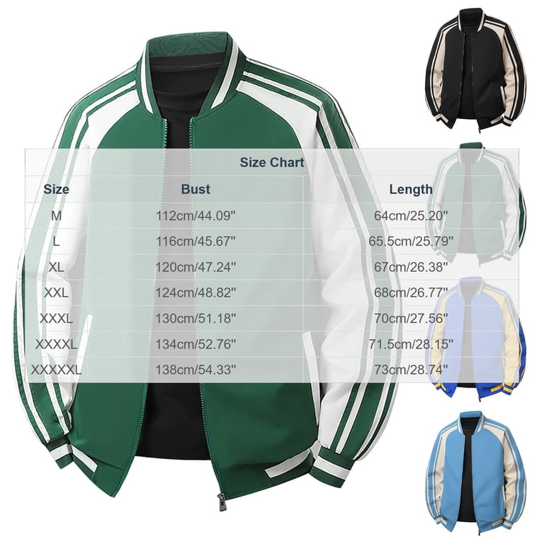 Zpzdpjkx Mens Bomber Jacket Color-Blocked Striped Rib Trim Zip