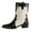 Black, variant on KEGIRLOM Women Fashionable And Casual Winter High Top Flat Bottomed British Style Thick Heel Pointed Midsole Color Blocked Knight Boots Black 8.5