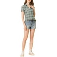 thumbnail image 2 of CAMISAS DE CUADROS INSPIRADAS PARA MUJERES CON CUELLO PUNTA Y BOTONES M GRIS AZUL, 2 of 6