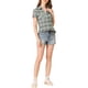 thumbnail image 2 of Camisas de cuadros para mujer Inspire Chic, con cuello de punta y botones, talla XS, gris azul, 2 of 6