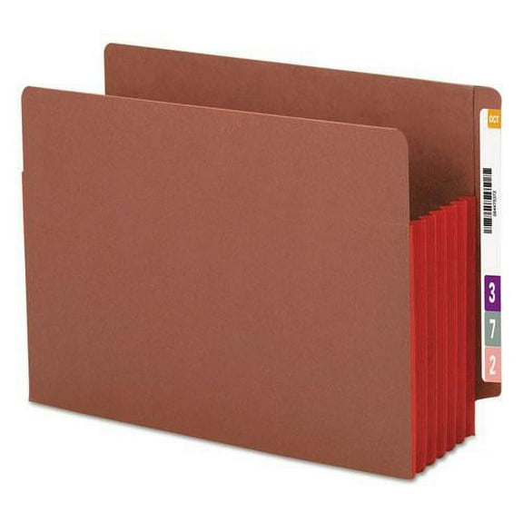 Smead Redrope Drop-Front End Tab File Pockets w/ Fully Lined Colored Gussets, 5.25" Expansion, Letter Size, Redrope/Red, 10/Box (73696)