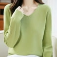 thumbnail image 5 of Womens Sweater Basic Tops, V Neck Sweaters for Women Spring Casual Knitted Solid Color Long Sleeve Pullover Fall Clothes, 5 of 5