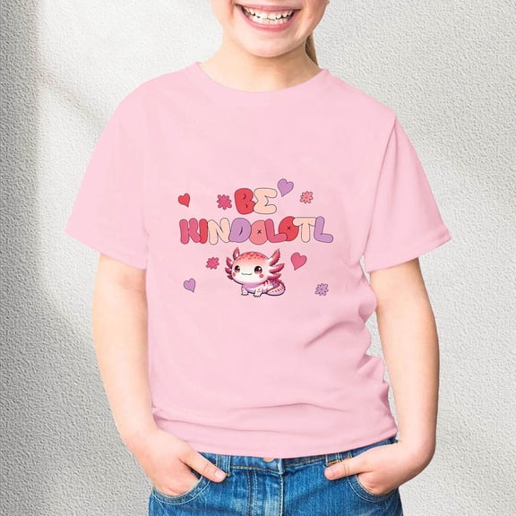 Trendfront Kids Anti Bullying Tees Pink Shirt Day Crewneck Cartoon Graphic Letter Print Short Sleeve T-Shirts School Event Casual Tops