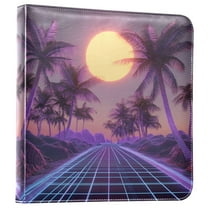 FORMRS 3 Ring Photo Album 4"x6" Self Adhesive Large Capacity PU Leather Cover, Night Purple Road