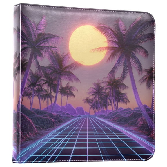 FORMRS 3 Ring Photo Album 4"x6" Self Adhesive Large Capacity PU Leather Cover, Night Purple Road