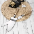 thumbnail image 4 of Juego de cuchillo y pala para pastel de boda, acero inoxidable con mangos de cristal y decoración de lazo blanco o encaje de yute - Regalo perfecto para bodas y eventos especiales EKA01134, 4 of 6