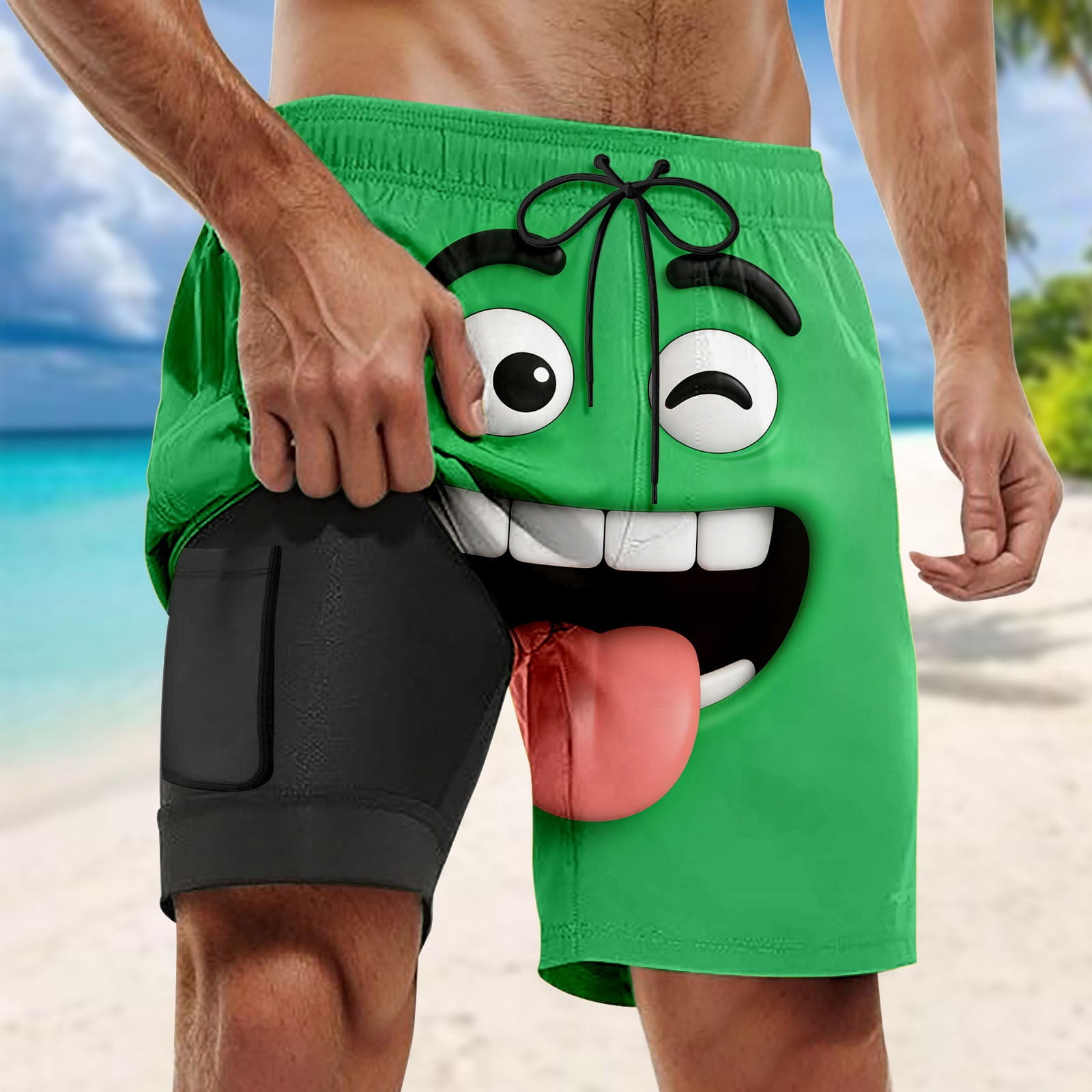 MuXiKeJi Clothes Men's Swim Trunks Quick Dry Bathing Suit Swimming Board Shorts Mesh Lining Hawaiian Beach Swimwear with Pockets