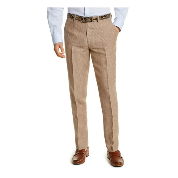 BAR III Mens Beige Pinstripe Slim Fit Suit Separate Pants 32W X 30L