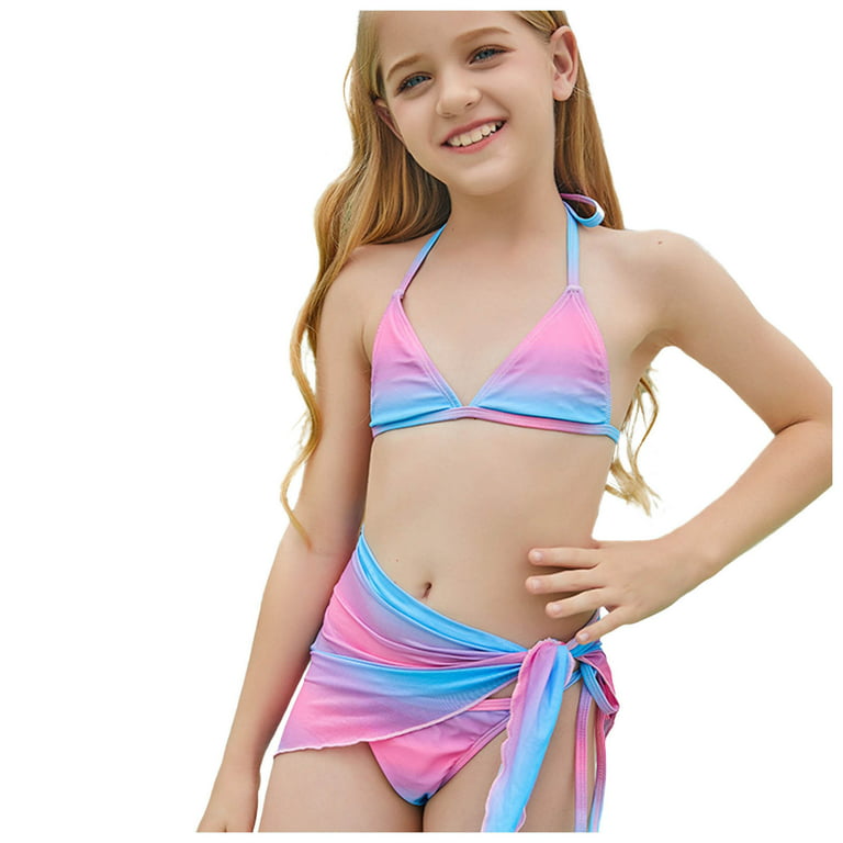 Girls Rainbow Bikini Swimsuit Swimsuit Three Piece Swimming Set