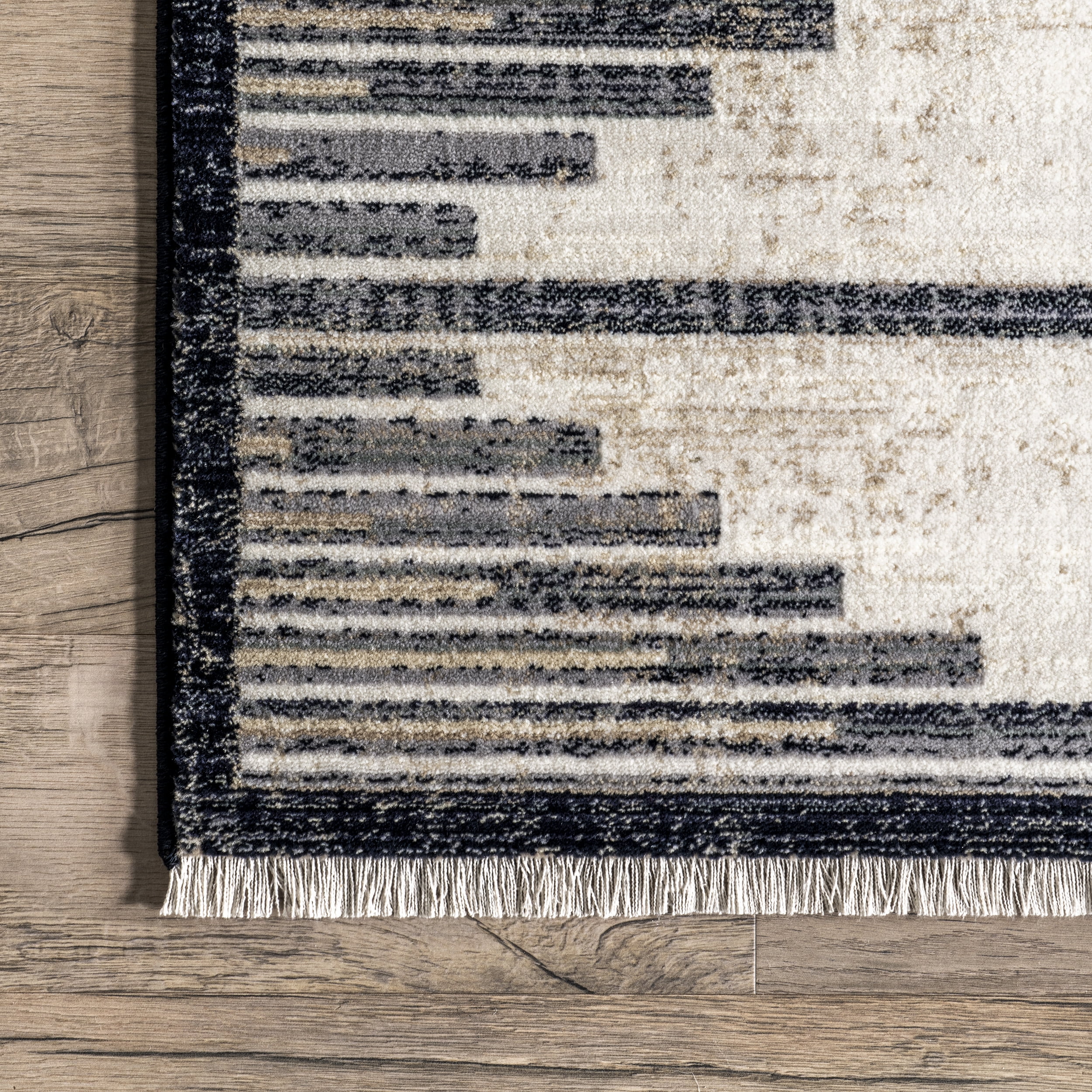 nuLOOM Delfina Striped Moroccan Fringe Area Rug, 5' x 7' 10", Beige