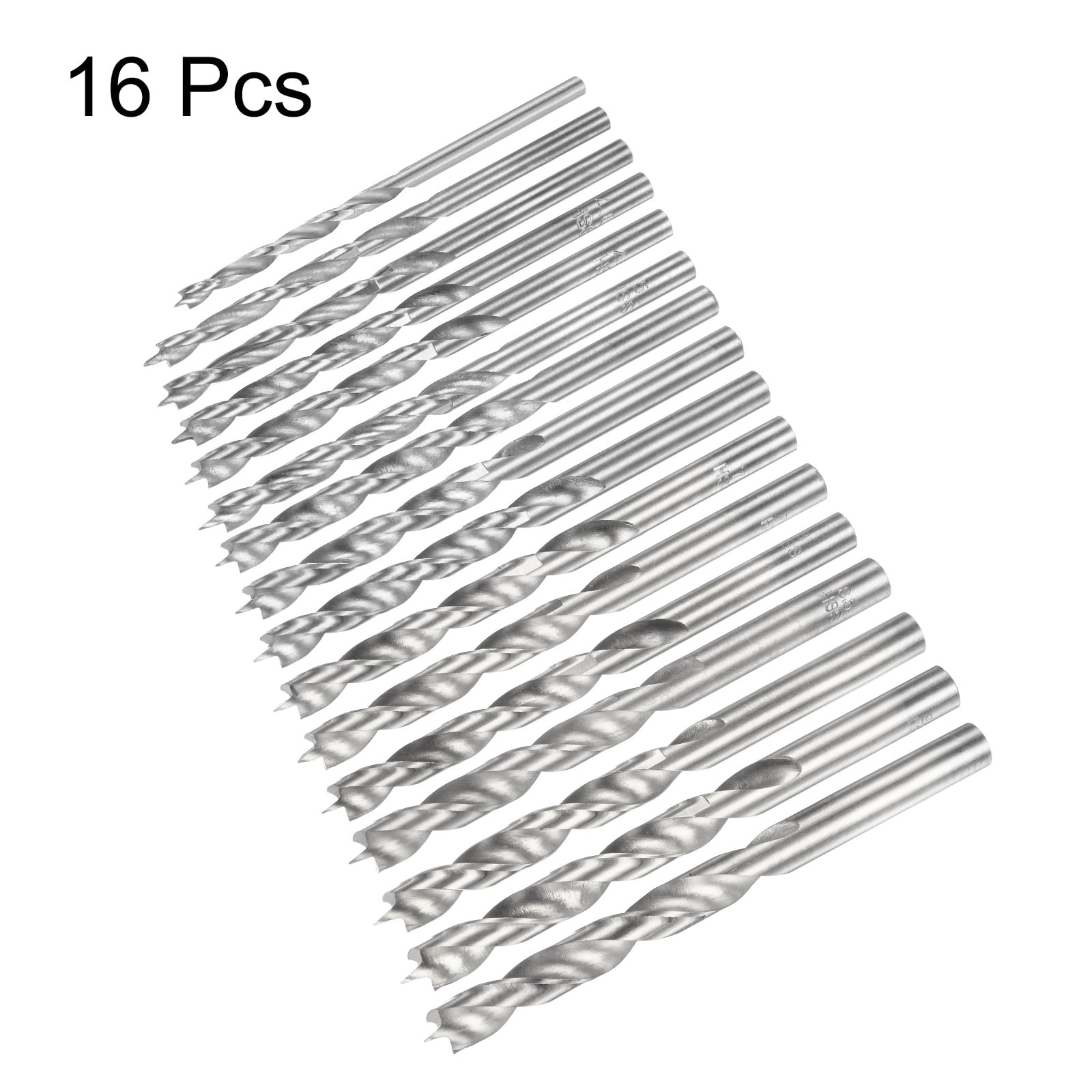 Uxcell Brad Point Drill Bit 2.5/3/3.5/4/4.5/5/5.5/6/6.5/7/7.5/8/8.5/9/9.5/10mm Dia Straight Round Shank Drill Metric Brad Point Spiral Twist Drill Bits for Woodworking, 16 In1 Set