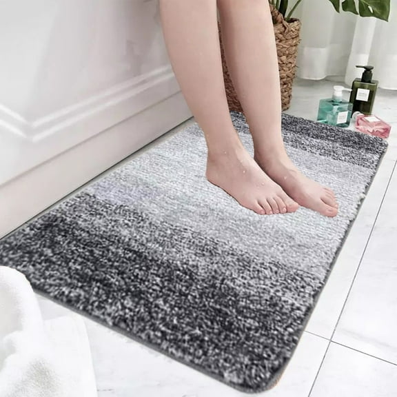High Pile Absorbent Bath Mat | Non-Slip Rubber Backing | Machine Washable Bathroom Rug | 15x23 Inch Gray Green Red Khaki | Ultra Soft Microfiber for Bath Tub Shower Living Room Bedroom