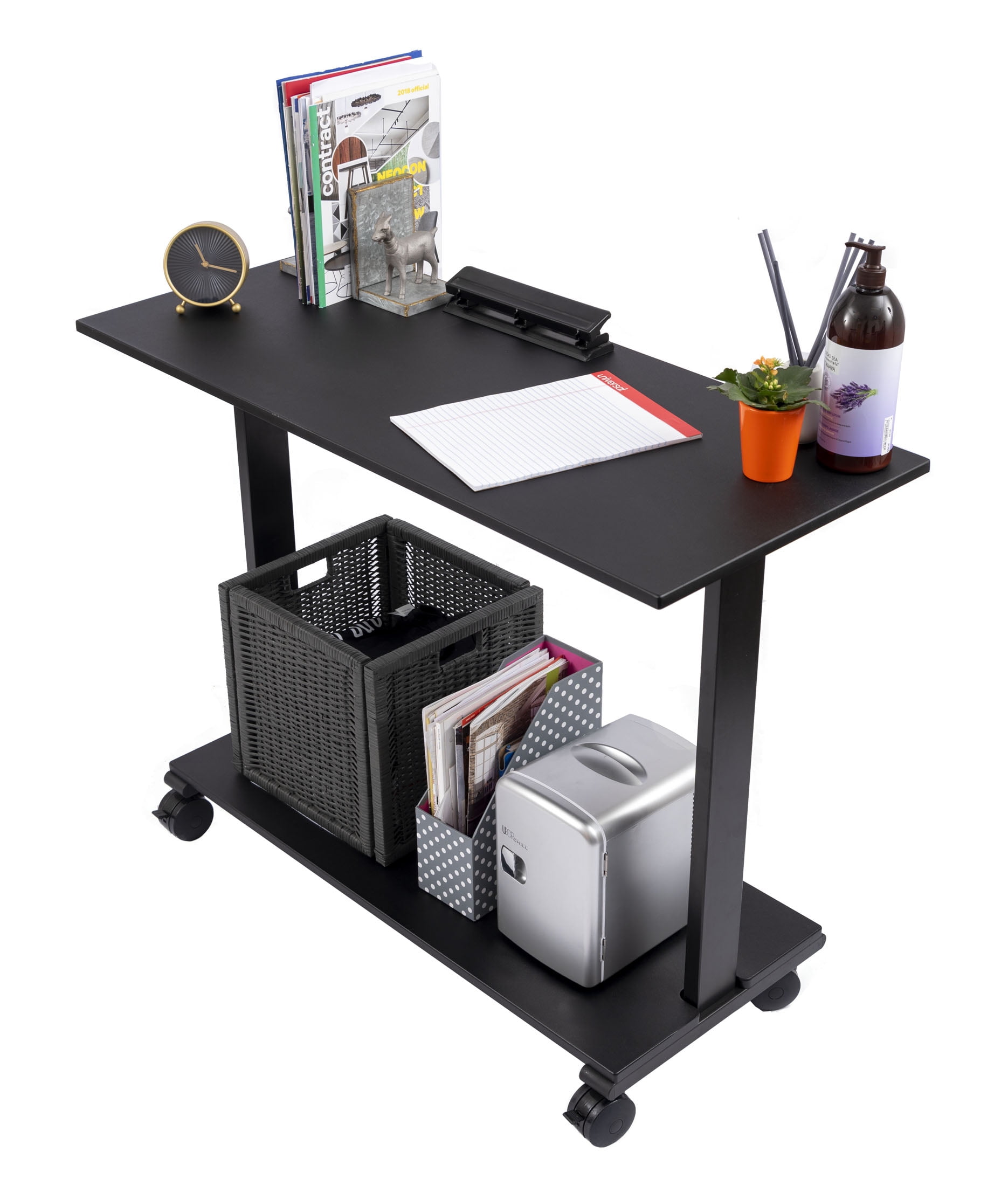 Stand Up Desk Store Two Level Rolling Printer Stand/Desk Shelf Increase Usable Desk Space