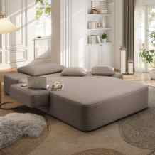 Avobird Luxury Plush Corduroy Chaise Lounge, Convertible Sofa Bed with Storage Pocket, Frameless Design, Specially Designed for Small Spaces and Apartments (Coffee Brown)