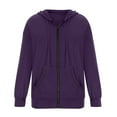 thumbnail image 5 of Women'S Activewear Women's Solid Color Sweatshirt Women's Fashionable Casual Pocket Zipper Long Sleeved Hooded Solid Color Sweatshirt, 5 of 5