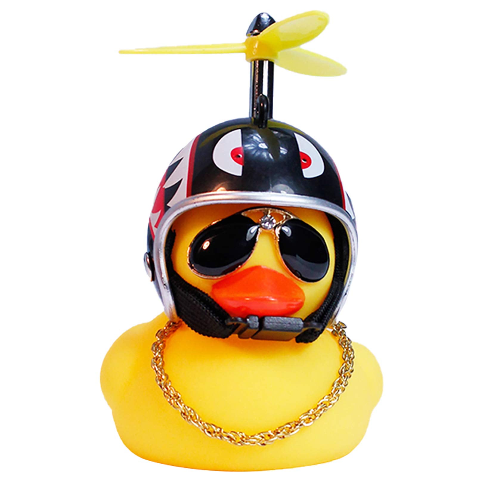 Novelty Yellow Rubber Duck With Helmet Sunglasses Car Dashboard
