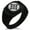 Black, variant on Stainless Steel Takahashi Samurai Crest CZ Ribbed Needle Stripe Pattern Biker Style Polished Ring