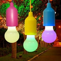 SOPOTUTU 3Pcs Portable LED Pull Cord Lights Battery Powered Multi Color Pendant Lighting