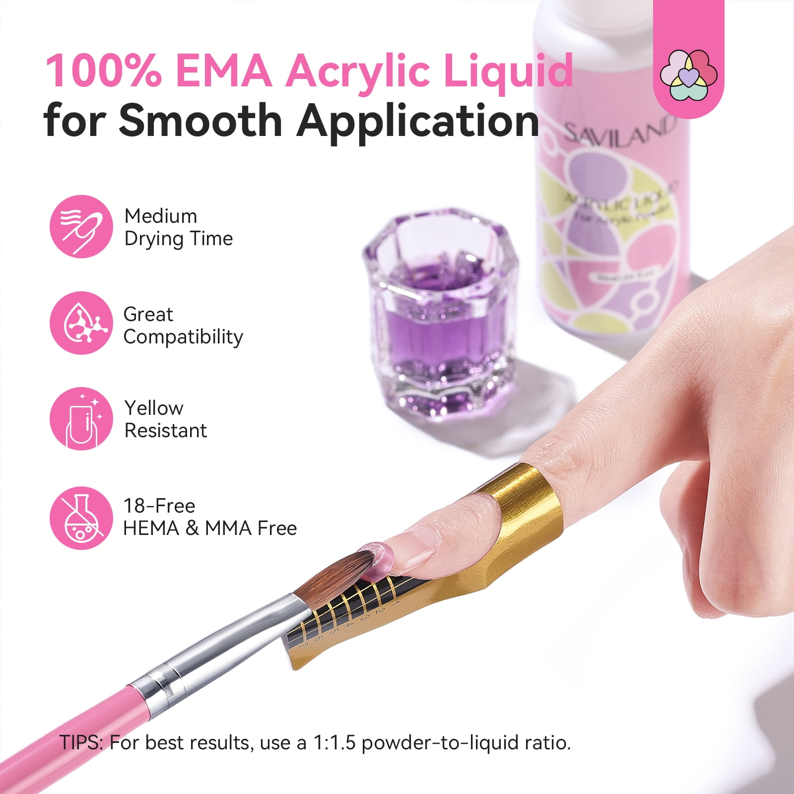SAVILAND Acrylic Nail Kit with Drill: Professional Nail Kit Acrylic Set for Beginners with Everything Gel Polish U V Light Decorations for Home Salon Gift Set