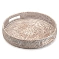 thumbnail image 2 of Bandeja de mesa de café DECRAFTS redonda tejida en ratán blanco (35 cm), 2 of 8