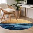 thumbnail image 4 of Round Rugs 4Ft, Navy Blue Round Area Rug Washable Indoor Throw Carpet, Modern Abstract Golden Oil Painting Soft Non Slip Circle Rug for Kitchen Nursery Room Home Decor Aesthetic, 4 of 8