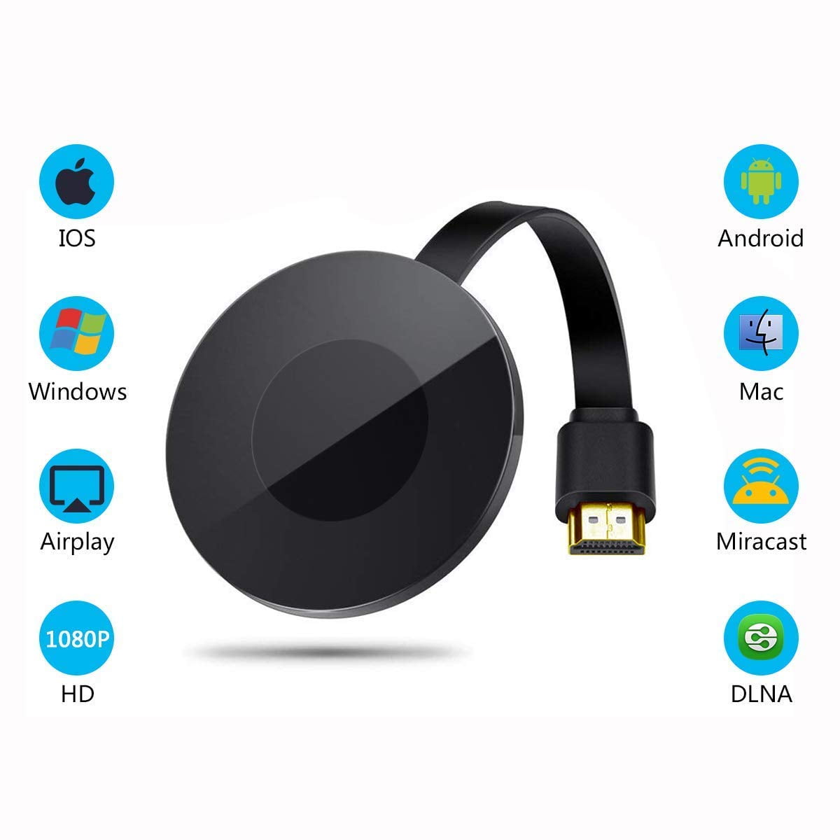 AirMirror Supporte DLNA iOS Miracast Windows pour Android FKH Wireless HDMI Display Adapter,Adaptateur daffichage HDMI sans Fil WiFi Récepteur Dongle 4K 1080P 2,4 GHz Airplay 