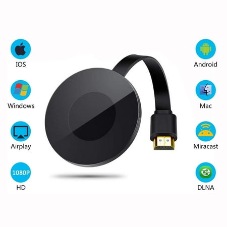 Wireless Display Dongle Receiver, 1080P HDMI Miracast WiFi Media Streamer Adapter Support YouTube Netflix Hulu Plus Airplay DLNA TV Stick (Best Media Streamer For Xbmc)