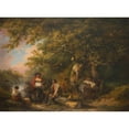 thumbnail image 2 of George Morland 18x14 Gold Ornate Wood Frame and Double Matted Museum Art Print Titled - Gypsy Encampment with Seated Man Breaking Firewood (1790), 2 of 4