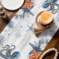 thumbnail image 3 of Octopus Coastal Table Runner 72 Inches, Summer Beach Coral Starfish Grey Wooden Bed Runner Dresser Scarves Tabletop for Indoor Outdoor Parties/Ceremony/Banquet, 16" x 72", 3 of 9