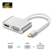 Mini DisplayPort to HDMI VGA Adapter Converter 4K Compatible for MacBook Pro, MacBook Air, iMac, Surface Pro 1 2 3 4 6, Surface Laptop 2, Surface Book, ThinkPad X1