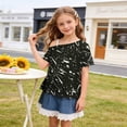 thumbnail image 5 of Virmaxy 5-14 Years Ink Splatter One-Shoulder Top Cold Shoulder Casual Top Loose Short Sleeve T-Shirts for Casual Daily and Summer Wear, 5 of 9