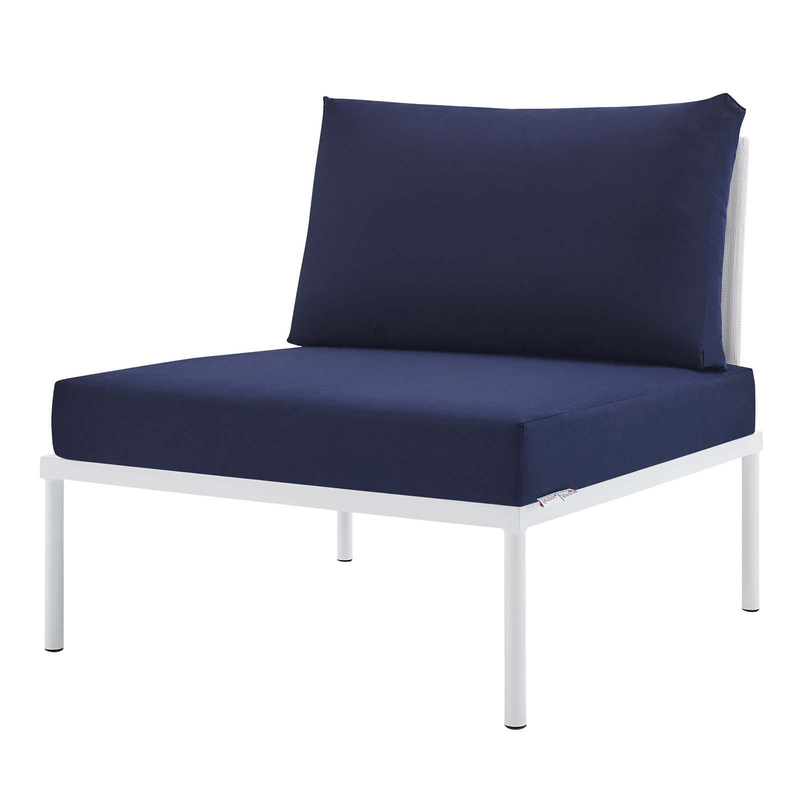 Lounge Sectional Sofa Chair Table Set, Sunbrella, Aluminum, Metal, Steel, White Blue Navy, Modern Contemporary Urban Design, Outdoor Patio Balcony Cafe Bistro Garden Furniture Hotel Hospitality - image 3 of 10