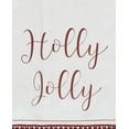 thumbnail image 4 of VHC Brands Chenille Christmas Holly Jolly Text Muslin Cotton Farmhouse Decor Fabric Loop Embroidered Pom Lace Kitchen Towel Set of 2, Soft White, 4 of 4