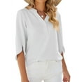 thumbnail image 3 of Women'S Casual Chiffon Blouse Tops 1/2 Ruffled Sleeve V Neck Loose Fit Blouses Shirts White S, 3 of 6