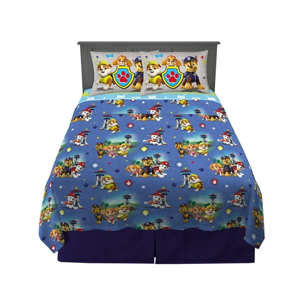Juego de sábanas Franco Paw Patrol de microfibra, tamaño completo, 4 piezas