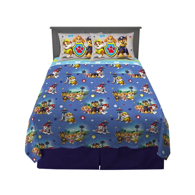 Juego de sábanas Franco Paw Patrol de microfibra, tamaño completo, 4 piezas