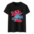 thumbnail image 2 of Baqcunre Valentine'S Day Shirts For Women Valentine's Large Loose Print Solid Short Sleeve Round Neck T Shirt(Black S-XXL),Womens Tops Graphic Tees For Women Shirts For Women Womens Tops, 2 of 6
