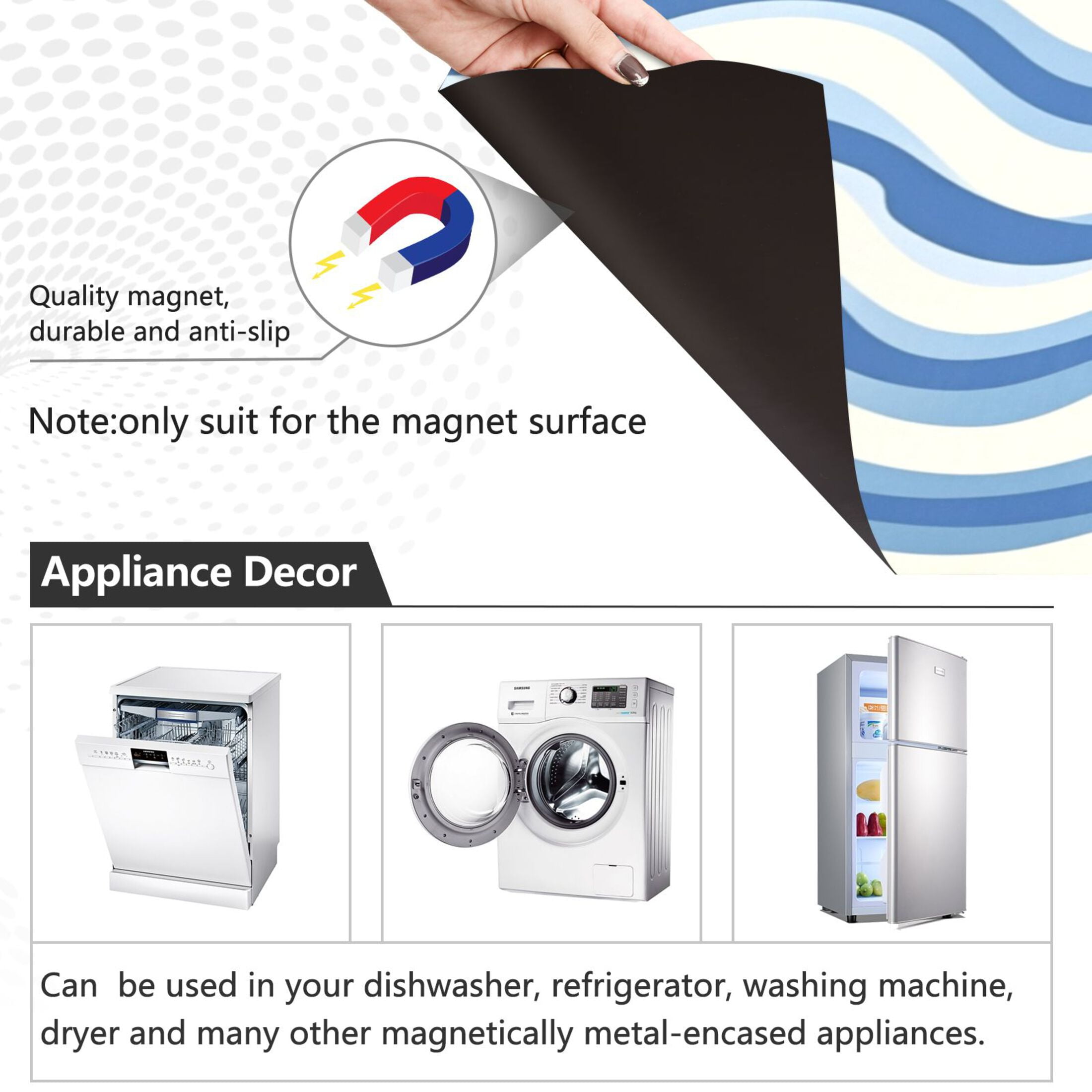 Dishwasher Magnetic Sticker 23x26 Inch Refrigerator Magnetic Sticker Washing Machine Magnetic Sticker Kitchen Panel Magnetic Sticker Home Decor Super Cute Blue Pattern