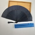 thumbnail image 4 of Yongwei Black Foldable Fan Handheld Oriental Folding Fan, 4 of 7