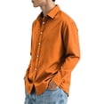 thumbnail image 5 of Men's Regular Fit Formal Long Sleeve Shirt Solid Color Lapel Collar Button Front Business Office Daily Wear,4XL,Orange, 5 of 8