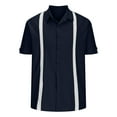 thumbnail image 1 of Birdeem Mens Fashion Casual Color Contrast Turn-Down Collar Button Short Sleeve Blouse Tops Shirt, 1 of 4