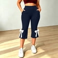 thumbnail image 5 of Noric Women's Plus Size High Waist Capri Leggings with Pockets Bow Tie High Rise Stretchy Casual Workout Cropped Yoga Pants, 5 of 8