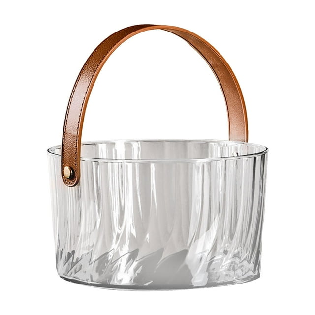 Cubo de hielo, contenedor de hielo, cubo de almacenamiento de frutas, bañera de bebida fácil de llevar con asa transparente para botellas de cerveza, A