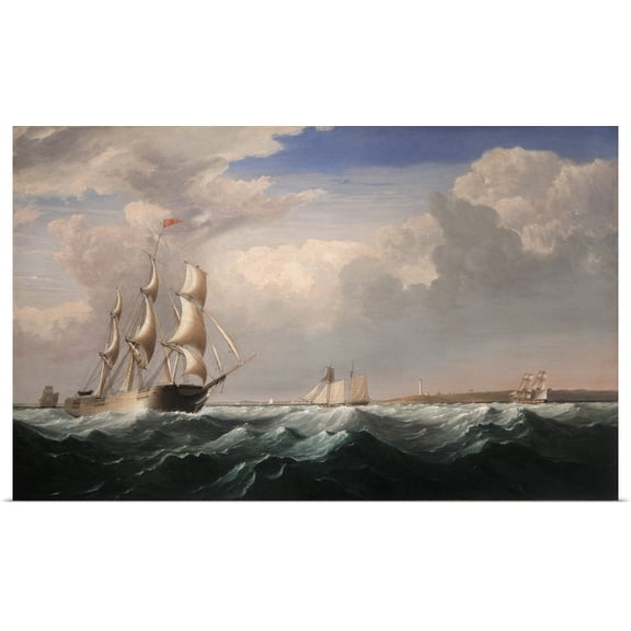 Great BIG Canvas | Rolled Poster Print entitled Sailing Ships off the New England Coast, c.1855