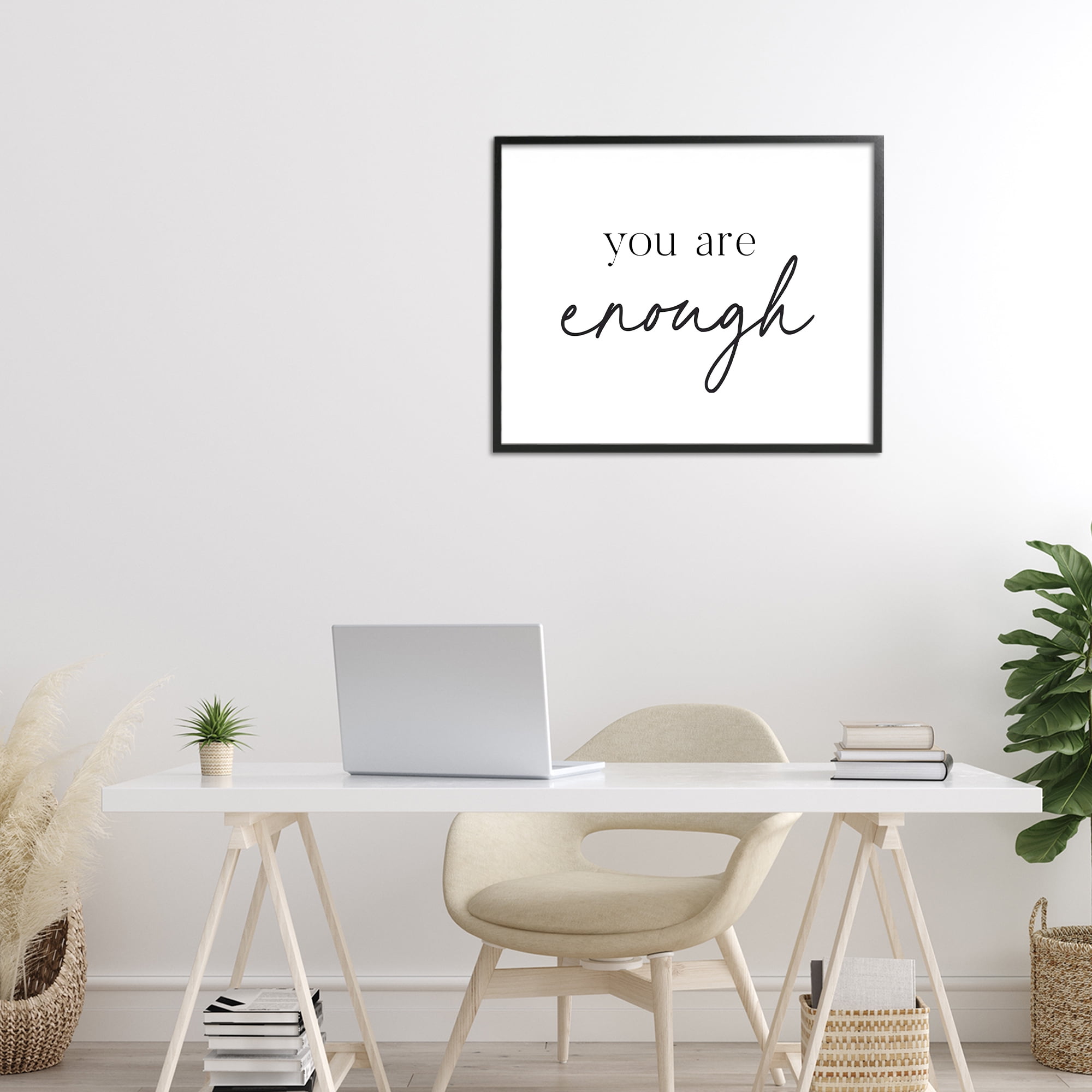 You Are Enough Sentiment Black Framed Giclee Art, design by Lettered and Lined