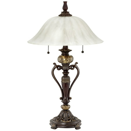 - Kathy Ireland Amor Collection Glass Shade Table Lamp In Bronze
