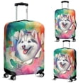 thumbnail image 2 of Funny Watercolor Adorable Siberian Husky Peeking Through Torn Paper Effect Travel Luggage Cover Husky Dog Lover Gifts Suitcase Dust Protective Decor - 00026, 2 of 5